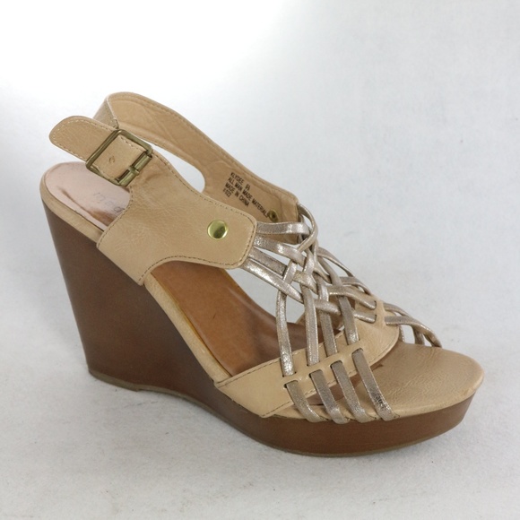 Madden Girl Shoes - MADDEN GIRL Klydee Strappy Tan/Silver Wedges